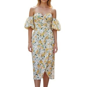 ASTR the Label Zurina Dress in Blue Apricot Floral Size Small